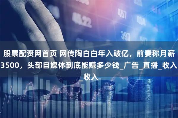 股票配资网首页 网传陶白白年入破亿，前妻称月薪3500，头部自媒体到底能赚多少钱_广告_直播_收入