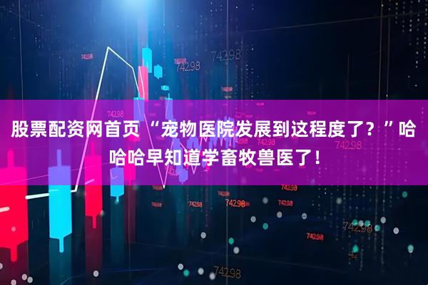 股票配资网首页 “宠物医院发展到这程度了？”哈哈哈早知道学畜牧兽医了！
